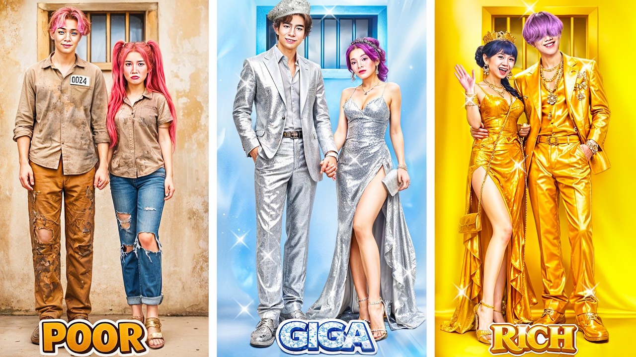 Huntrix & Saja Boys: Rich vs Poor vs Giga Rich Couple Fashion! Kpop Demon Hunters Love Battle
