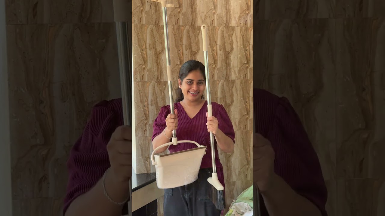 Broom and Dustpan Set, DustPan and Broom Floor Cleaning for Home kitchen 