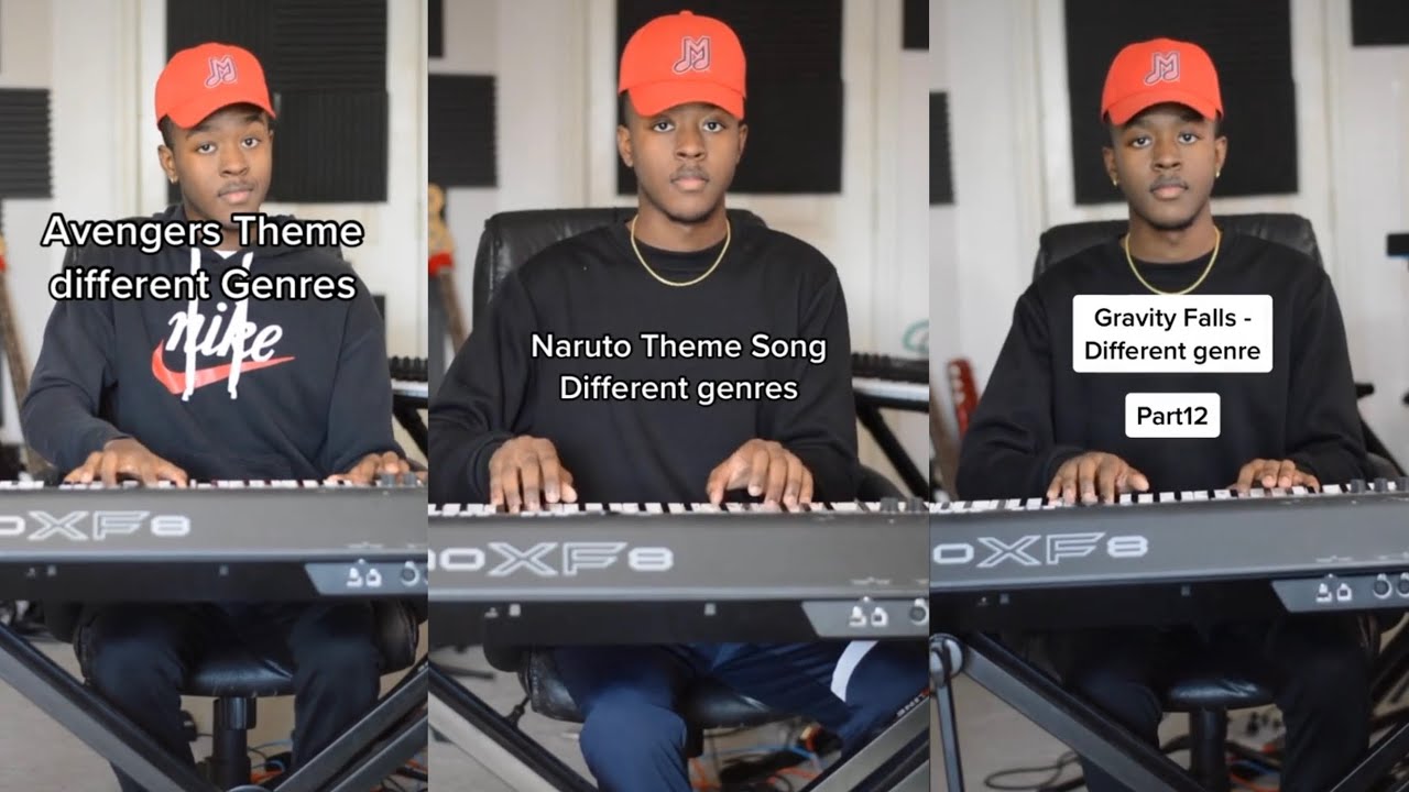 Songs in different genres (Avengers, Naruto, Gravity Falls)