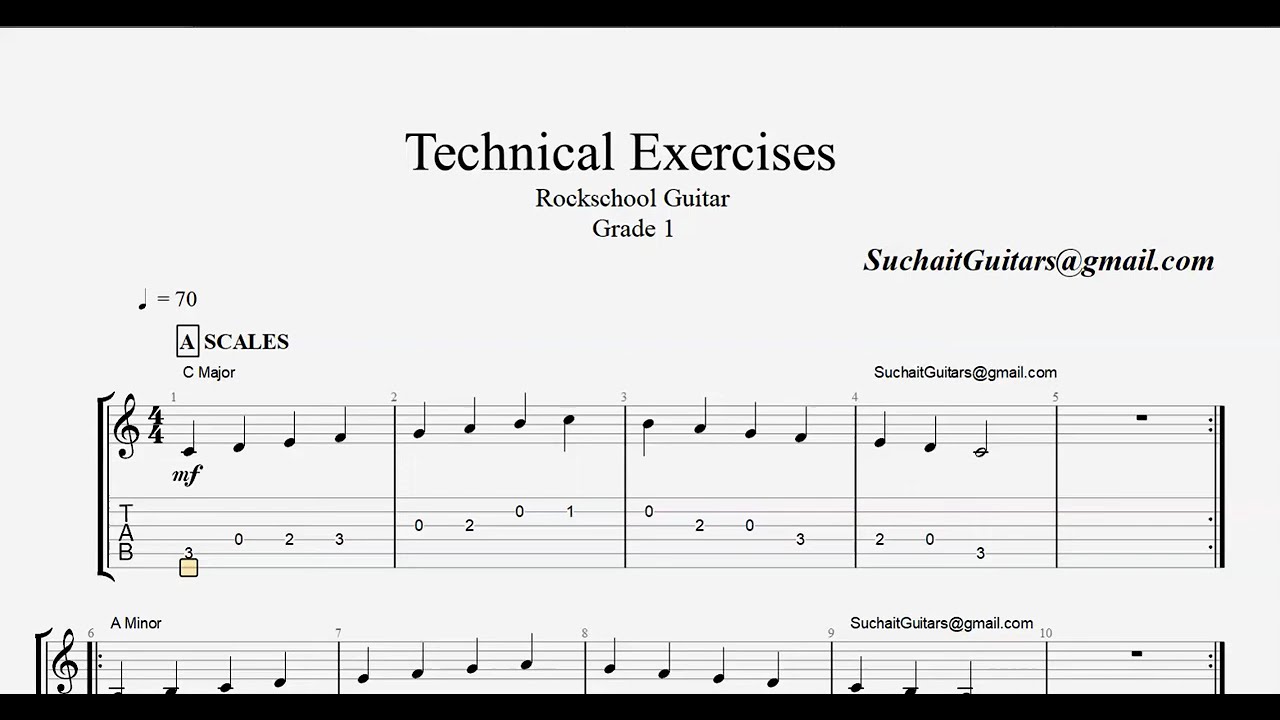 Technical Exercises - Rockschool Guitar Grade 1