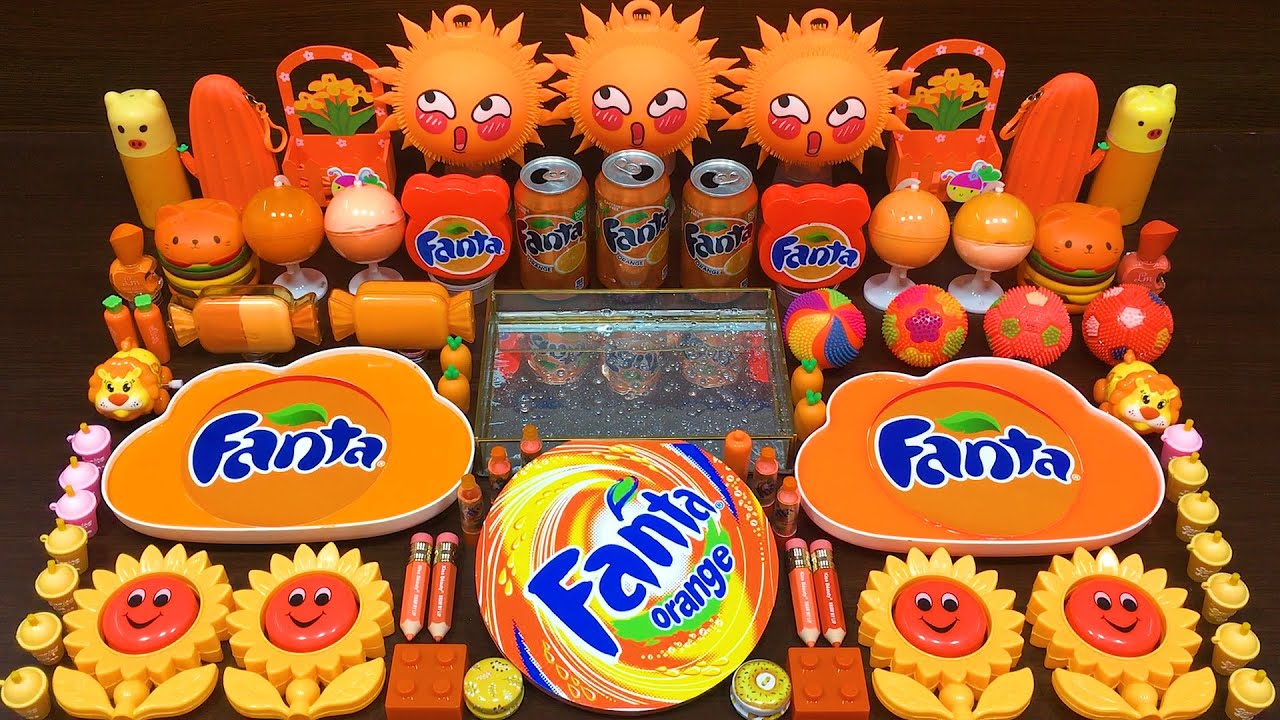 ORANGE FANTA Slime !! Mixing GLOSSY Slime with Many Things ! Satisfying Slime, ASMR slime #123