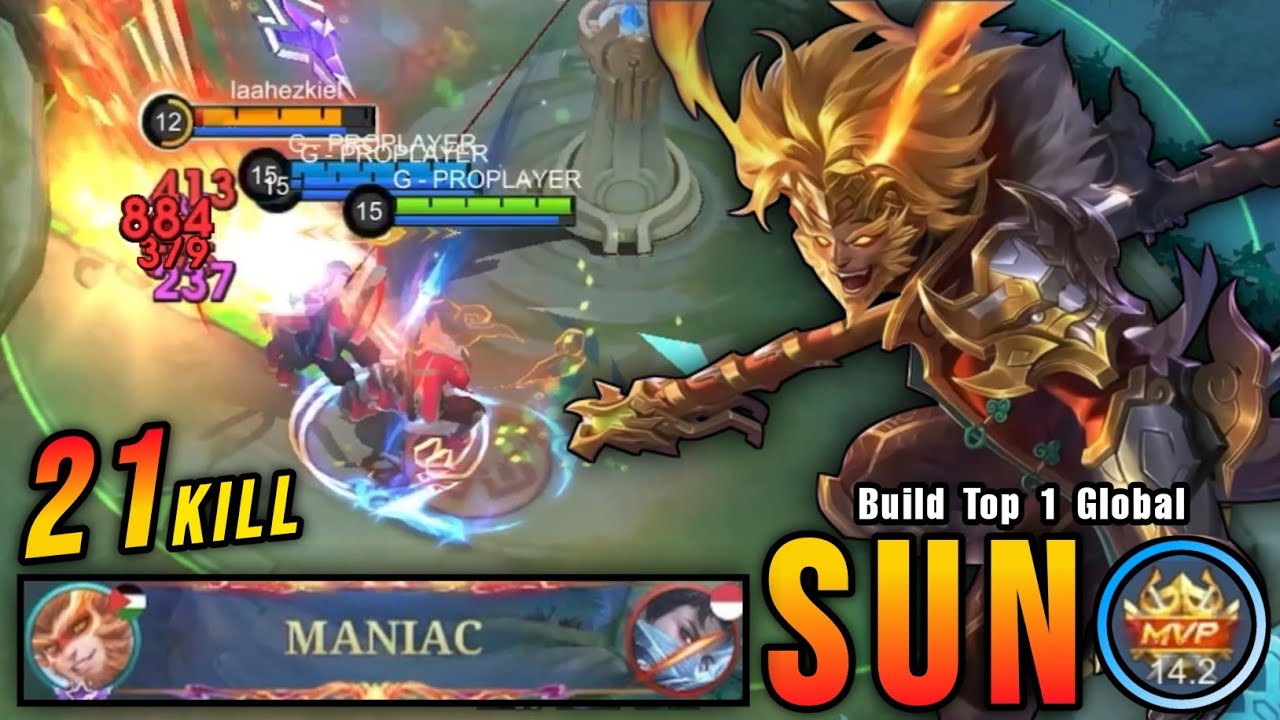 2x MANIAC + 21 Kills!! Powerful Offlane Sun Carry The Game!! - Build Top 1 Global Sun ~ MLBB