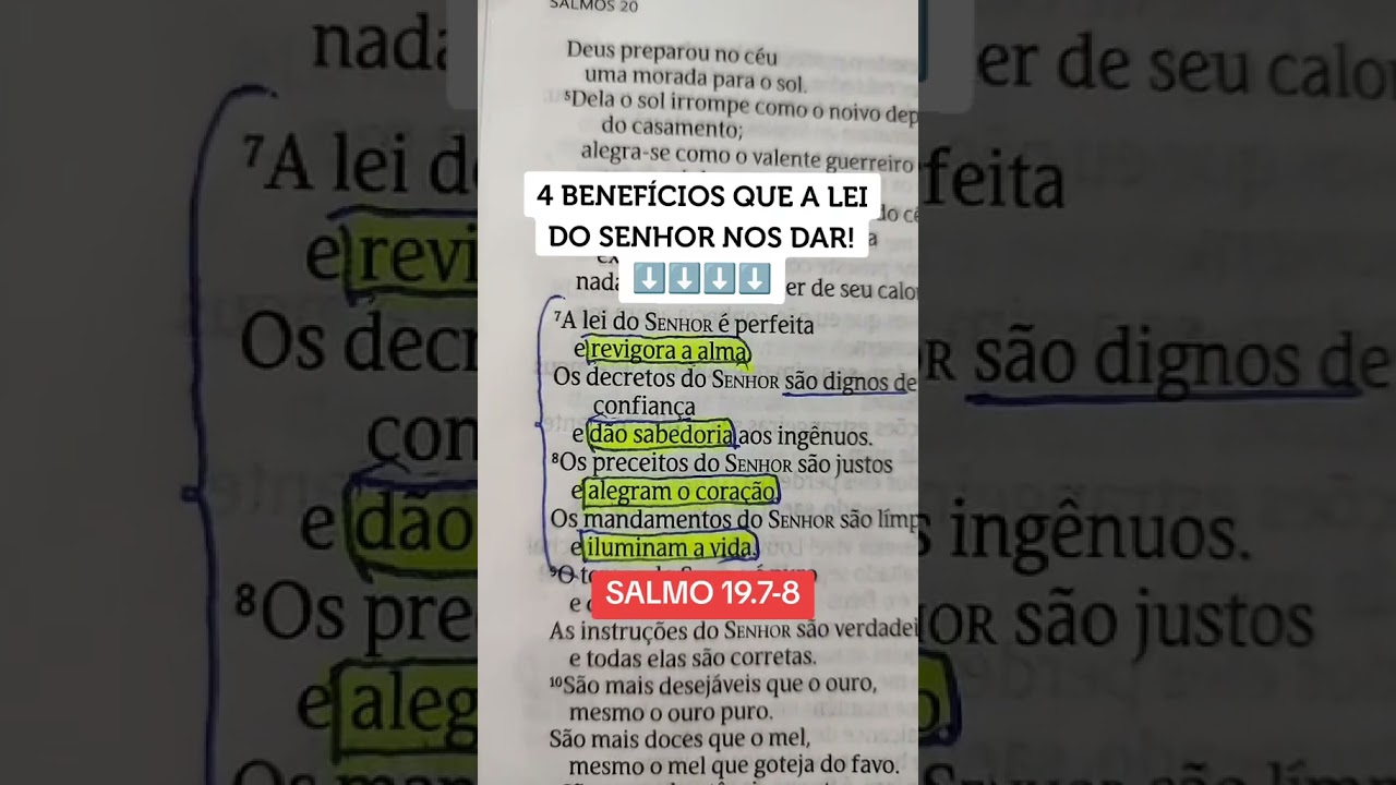 4 BENEF&Iacute;CIOS QUE A LEI DO SENHOR NOS DAR! #palavradosenhor #leidedeus #sabedoria #salmo19 #deus #fe