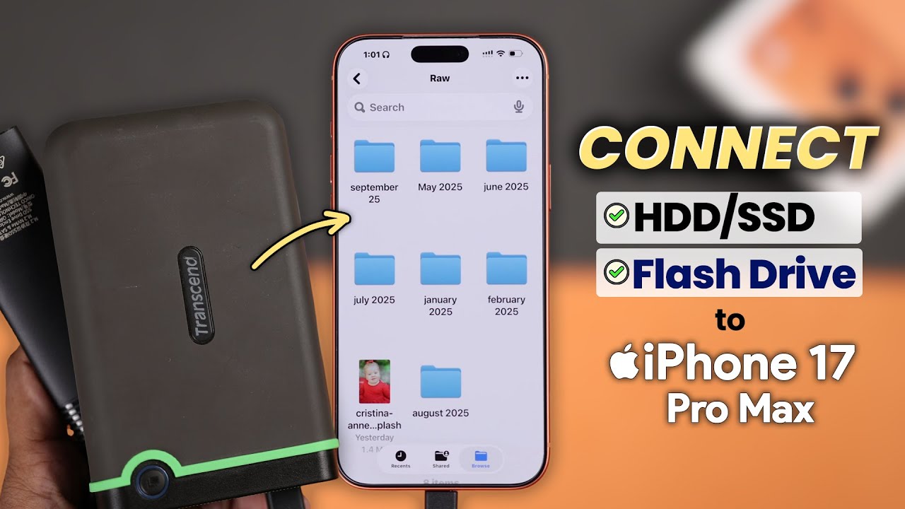 Как подключить внешний жесткий диск или SSD к iPhone 17 Pro Max | Pro