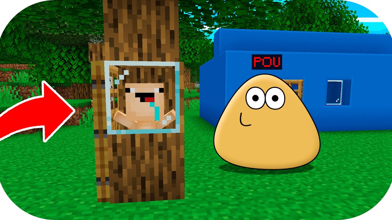 ¡ME ESCONDI de POU DENTRO DE UN ARBOL! 😱 LA VENGANZA DE POU Y FAMILIA POU en MINECRAFT