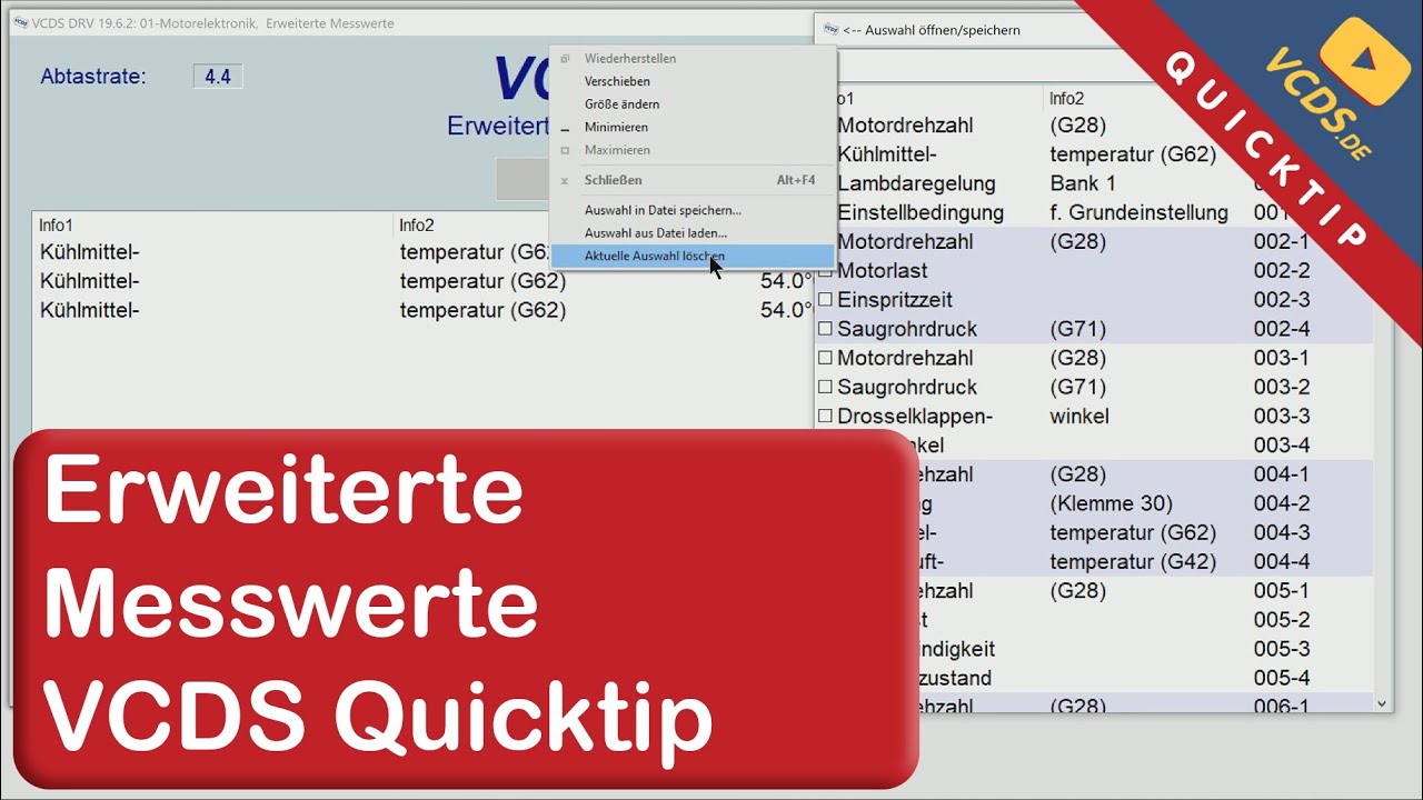 VCDS Quicktip: Erweiterte Messwerte