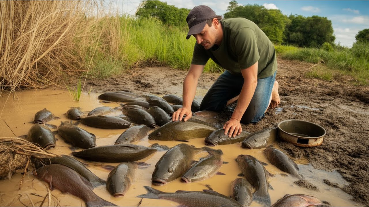 Hand Catching Giant Mud Fish and Turtles | Incredible Traditional Fishing Skill