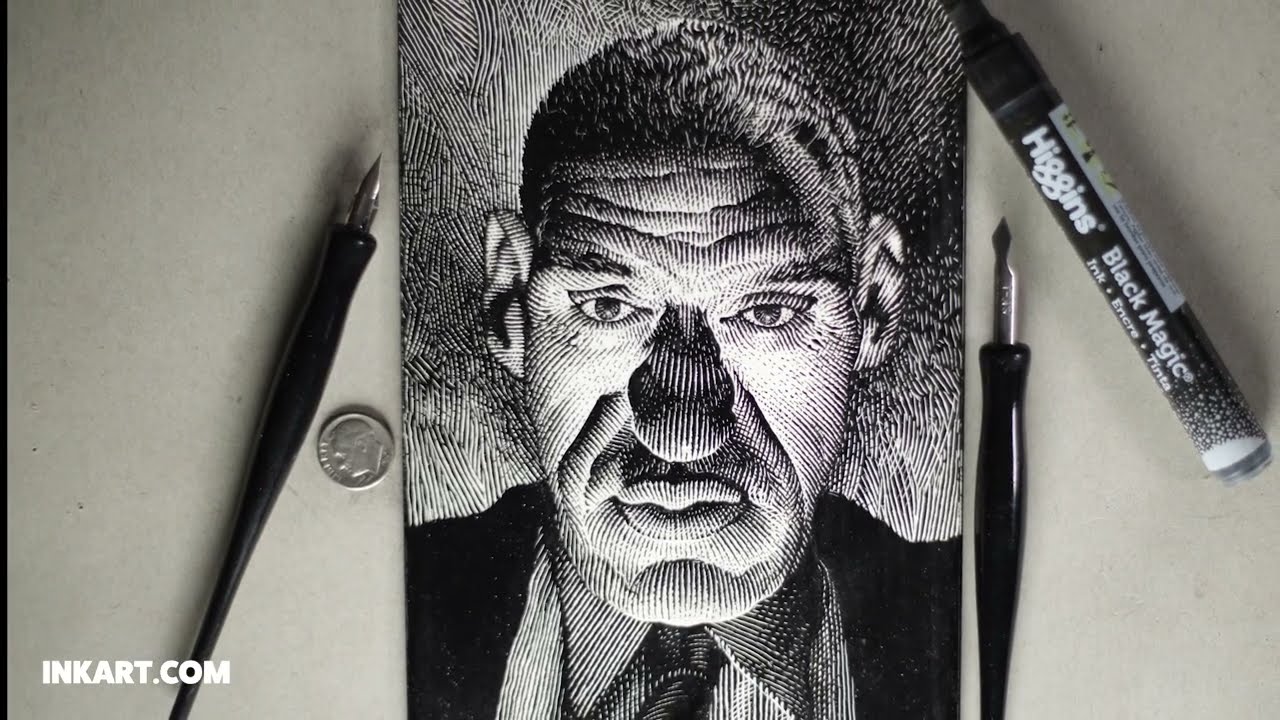 Process Video Showing the Drawing of Rondo Hatton |Actor with Acromegaly