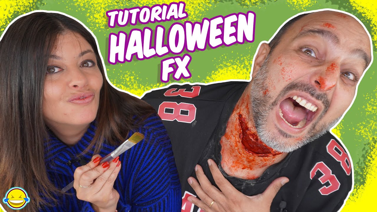 🎃MAQUILLAJE FX HALLOWEEN CUELLO CORTADO 💄 Tutorial SUPER FACIL | Momentos Divertidos