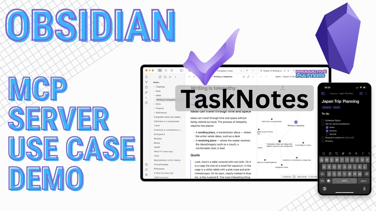 Obsidian — демонстрация сценария использования MCP в Tasknotes с Claude Desktop