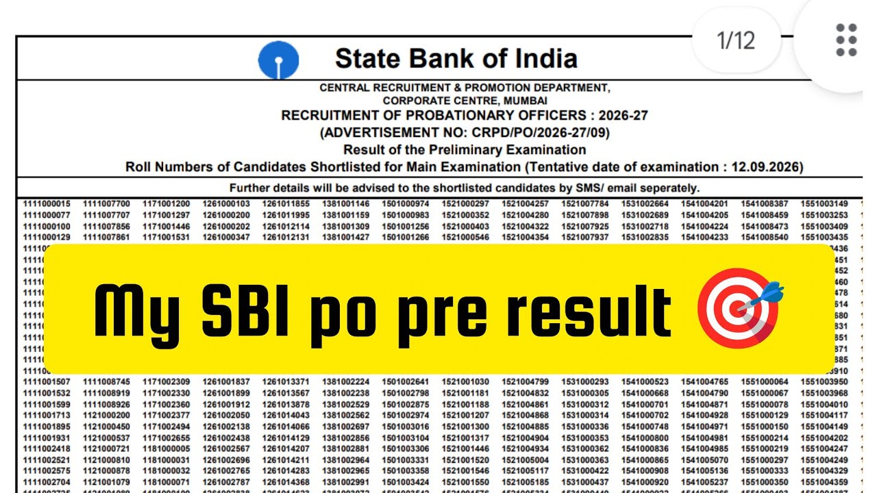 𝗦𝗯𝗶 𝗣𝗼  𝗽𝗿𝗲𝗹𝗶𝗺𝘀 𝗥𝗲𝘀𝘂𝗹𝘁 🥹  #sbi #𝗽𝗼 #result 