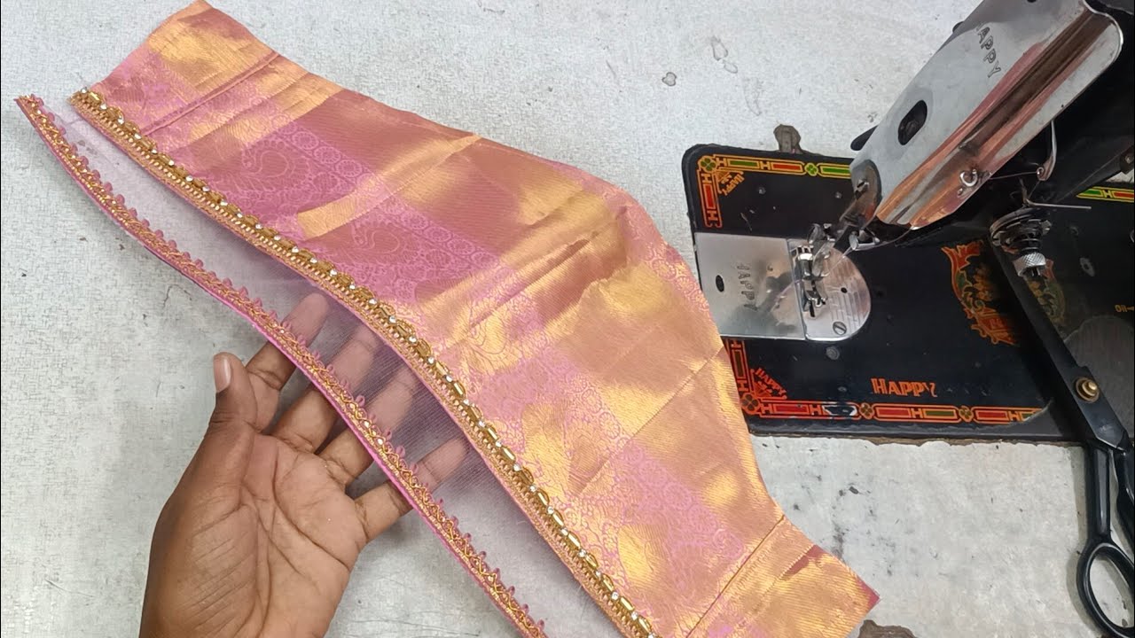 Net sleeve design cutting and stitching for blouse 