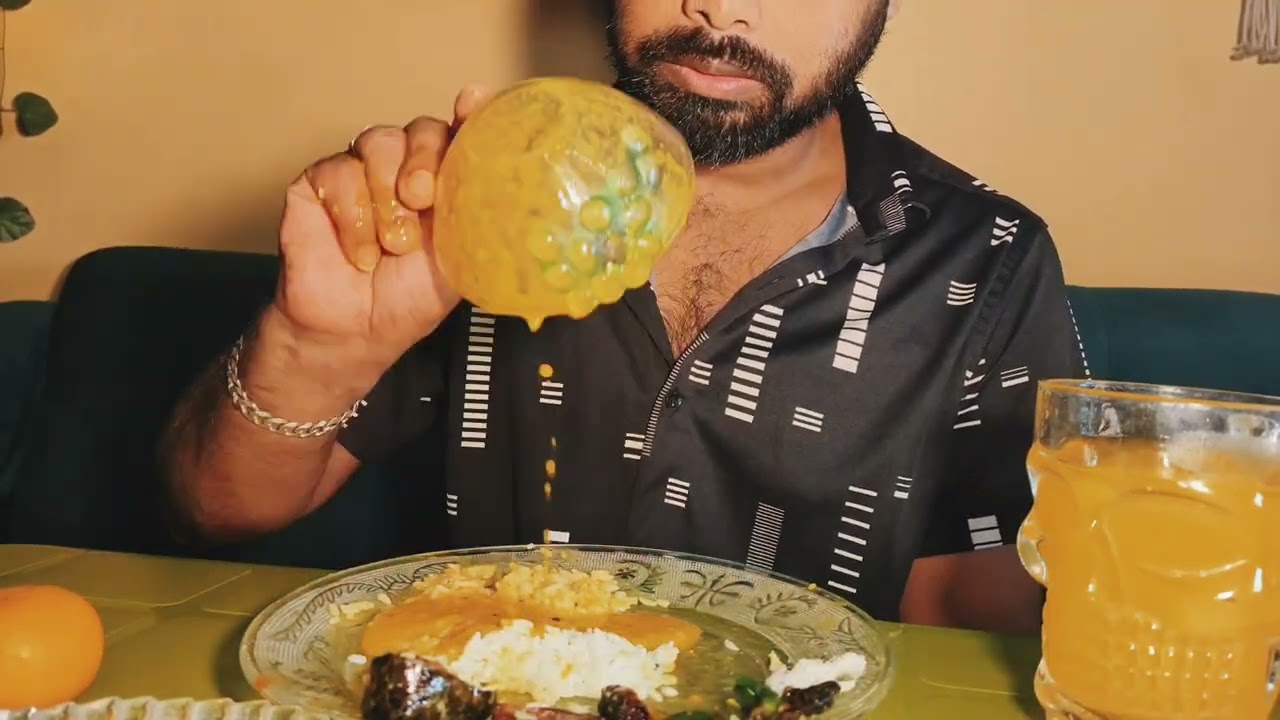 🍛STEAM RICE+ INDIAN YELLOW DAL+ PATATO FRY+ POINTED GOURD FRY + BRINJAL FRY🌶️UNCUT ASMR EATING SHOW 