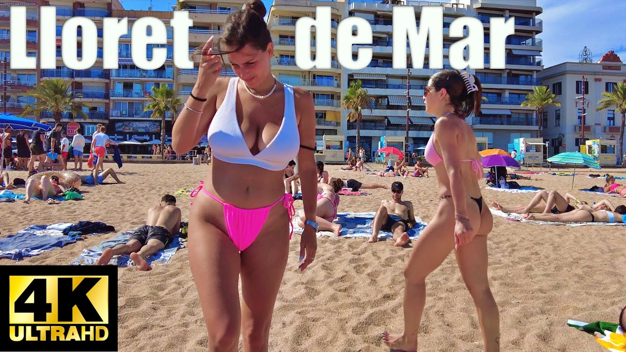 ☀️Hot Day in Lloret de Mar Beach Walk 4K, Spain