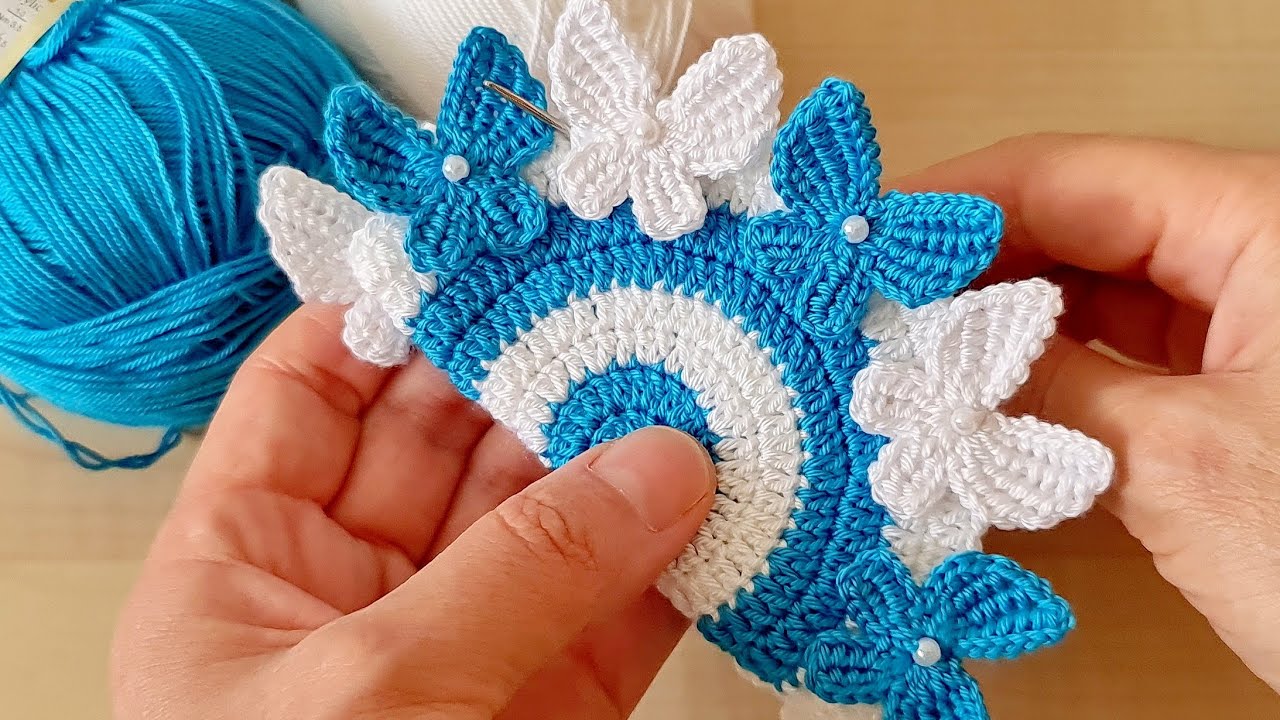 Muhteşem  Kelebek 🦋🦋🦋Knitting krochet bardak altlığı supla yapımı