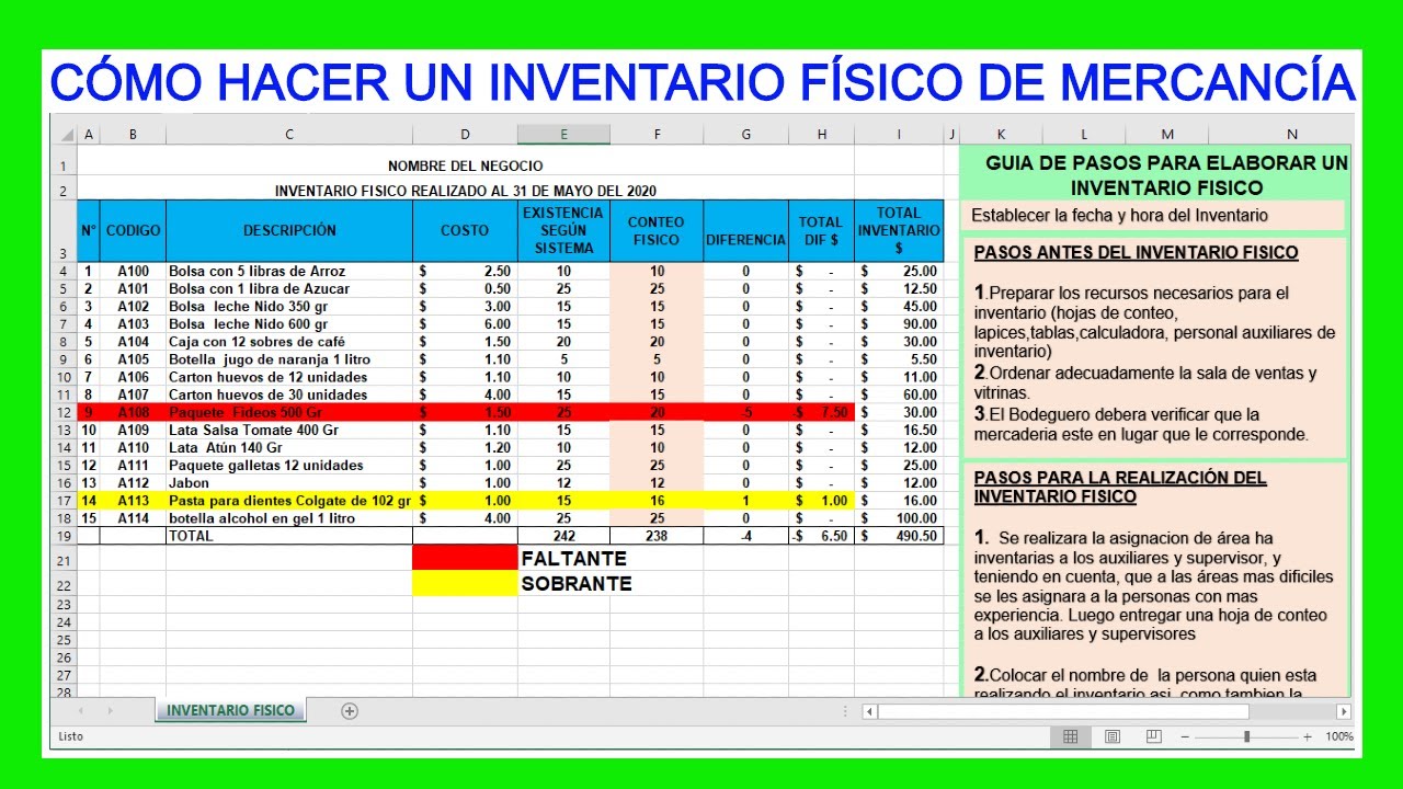 Cómo hacer un inventario fisico de mercancias de un negocio