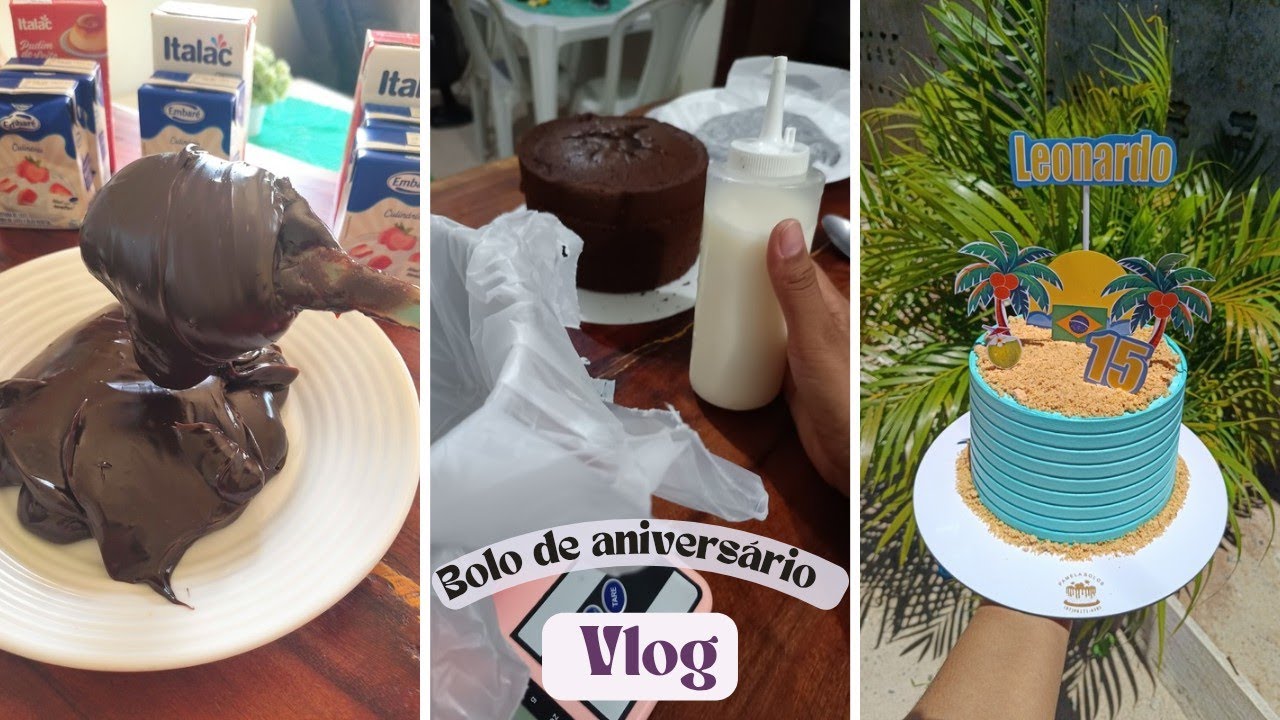 Vlog:  Encomenda de um bolo de aniversário, fiz massa , recheio, prensagem e mostrei a decoração 🎂