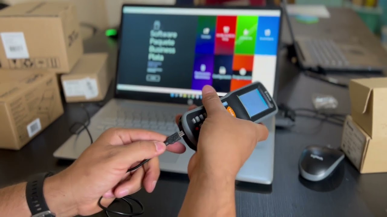 Eyoyo Handheld Colector de Datos Contador de Inventario Lector de Código de Barras MyBusiness POS