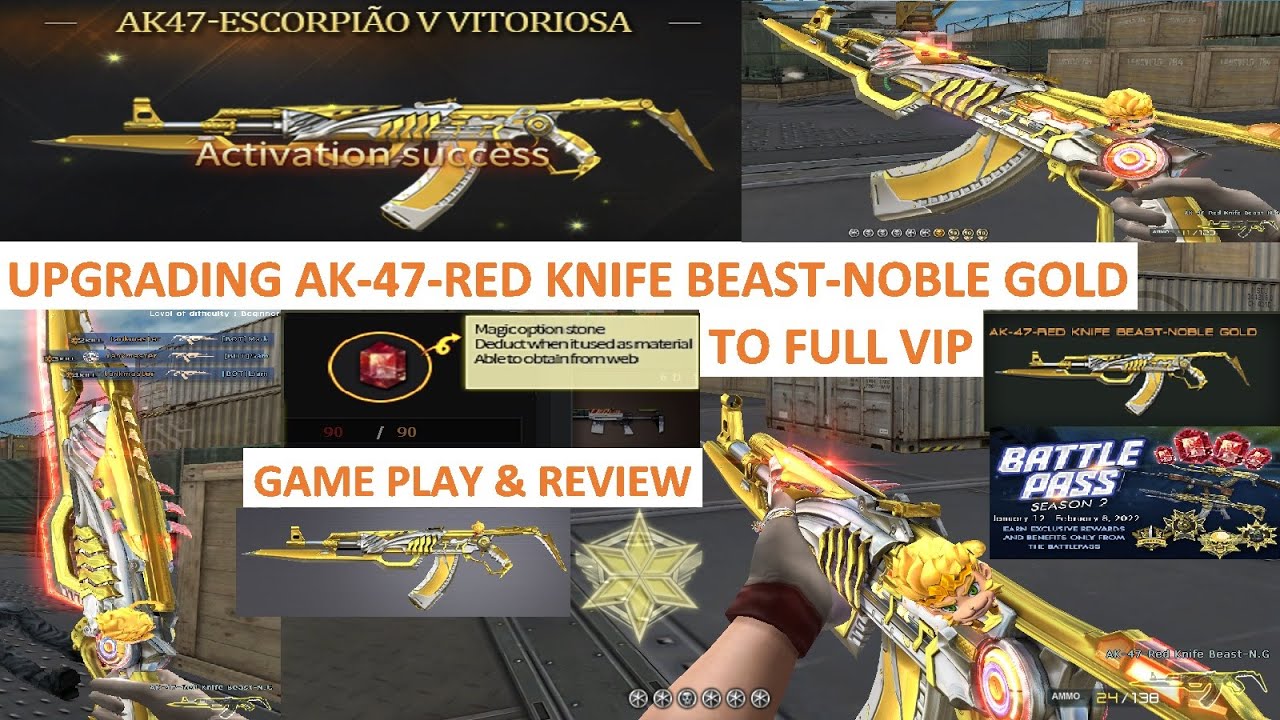 UPGRADING AK-47-RED KNIFE BEAST-NOBLE GOLD TO FULL VIP