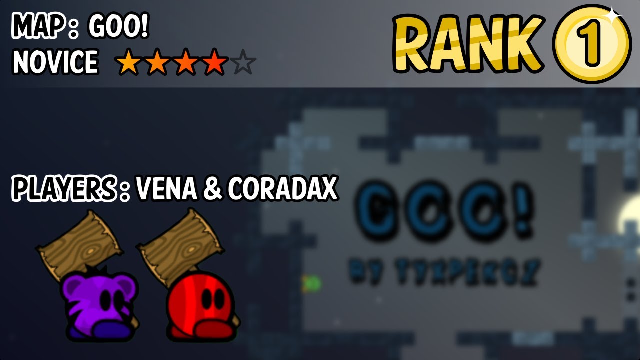 [DDNet] Map: Goo! | Rank 1 by VéNa & coradax - 02:44.04