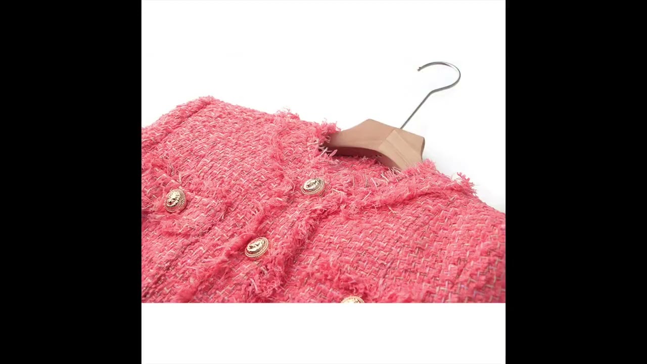 Tweed Pink Tassel Decorated Blazer And Jacket