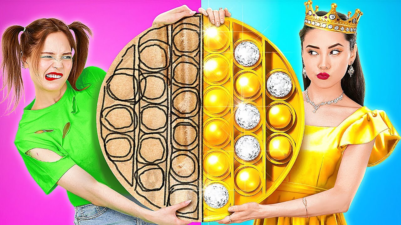 BOGAT vs SĂRAC - Provocare cu jucării FIDGET | Creează jucării DIY și gadgeturi - 123 GO! SCHOOL