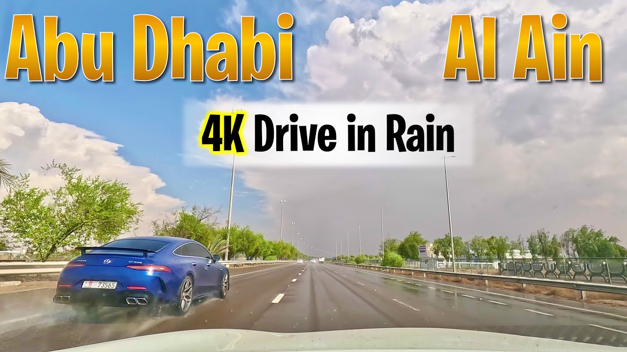 [4K] Abu Dhabi to Al Ain Drive in Rain with Calming Music #2025  #uae #dubai
