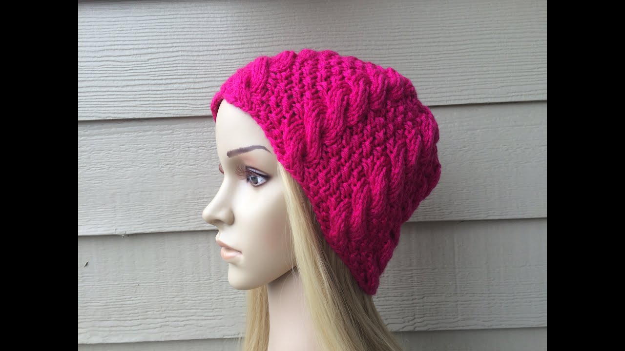 How To Knit A Cable With Oblique Moss Stitch Hat, Lilu's Handmade Corner Video # 30