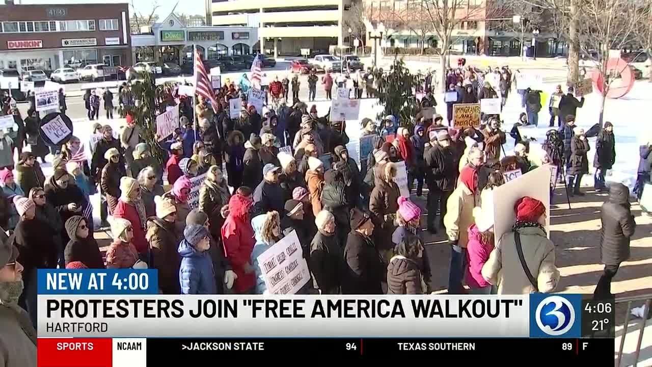 Hundreds join ‘Free America Walkout’ protests across Connecticut