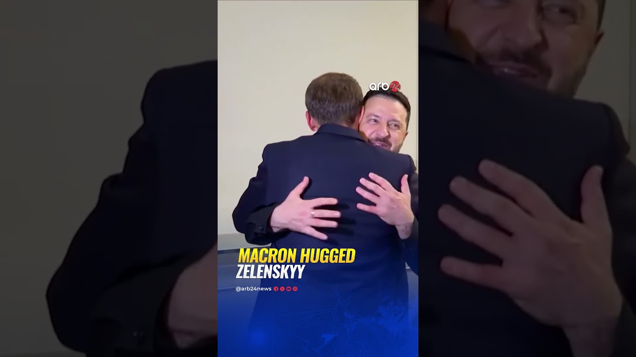 MACRON HUGGED ZELENSKYY DURING THE MEETING