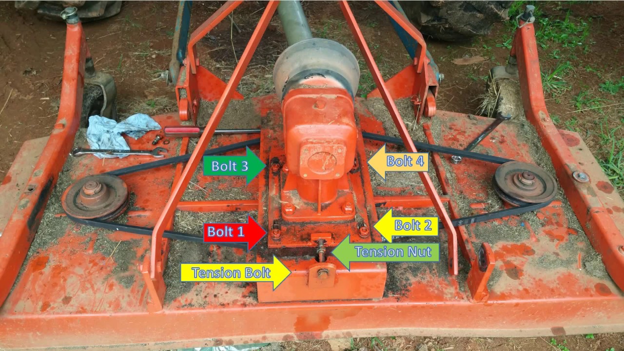 How to replace a lawn finishing mower belts.