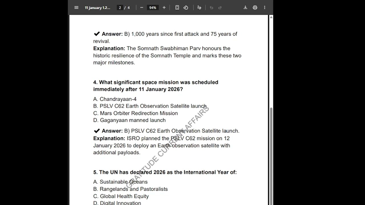 Current Affairs  Of 11/01/2026   #currentaffairs #education #exam