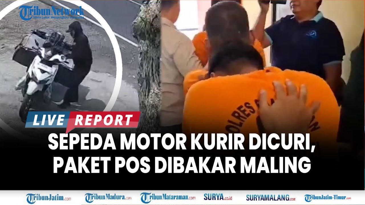 🔴PENCURI MOTOR KURIR DITANGKAP DALAM SEHARI di Bangkalan, Paket Pos Dibuang dan Dibakar