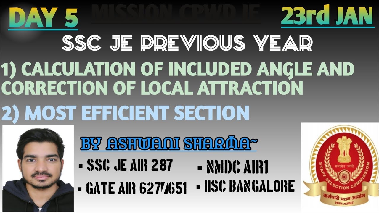 DAY 5|| SSC JE MAINS PYQ|| LOCAL ATTRACTION||MOST EFFICIENT SECTION
