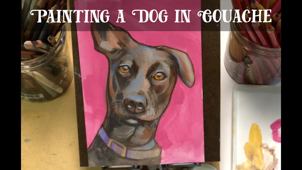 Painting a Dog with Gouache  #gouache #dogportrait #gouachepainting