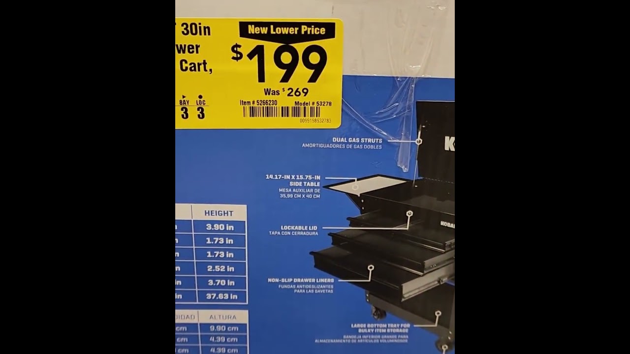 Выгодные предложения и распродажи инструментов в Lowes: инструментальная тележка Kobalt с 4 ящиками.