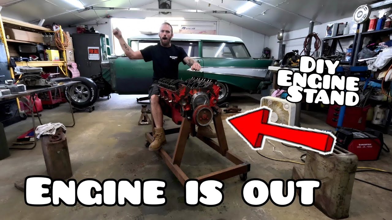 Pulled the Engine and Found THIS&hellip; So I Built a DIY Engine Stand!      1957 CHEVY RESTORATION