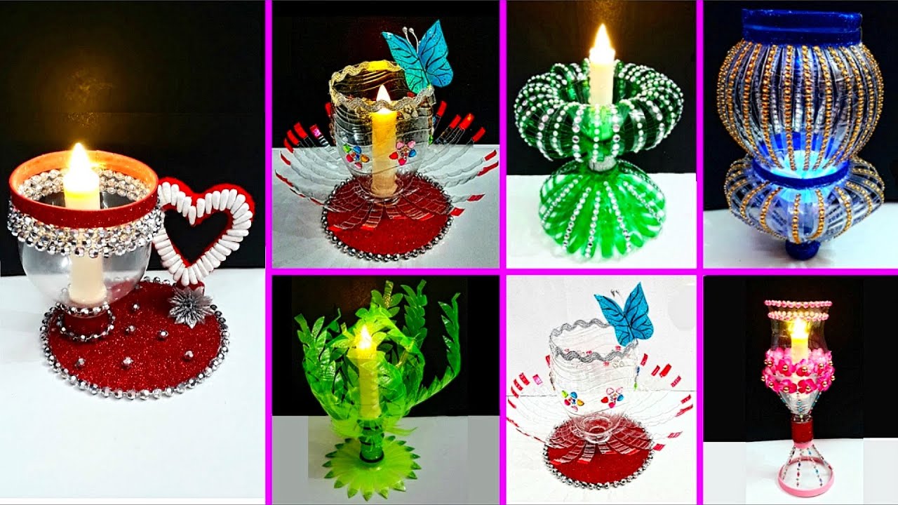 6 Economical Tealight Holder made with plastic bottle | Best out waste Christmas craft idea