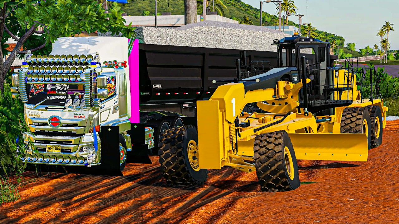 หัวลากขนหินมาทำถนนออกงานคู่เกรดเดอร์คันใหม่ FARMING SIMULATOR 19