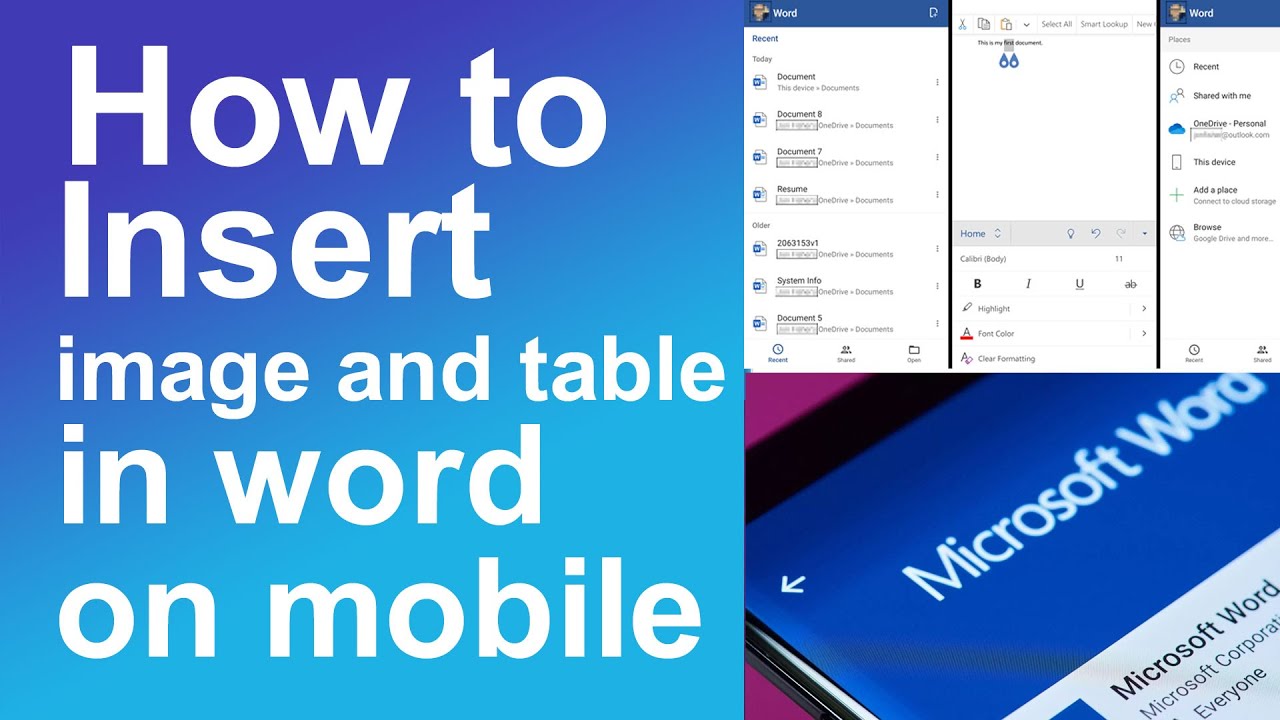 How to insert image and table in word on mobile
