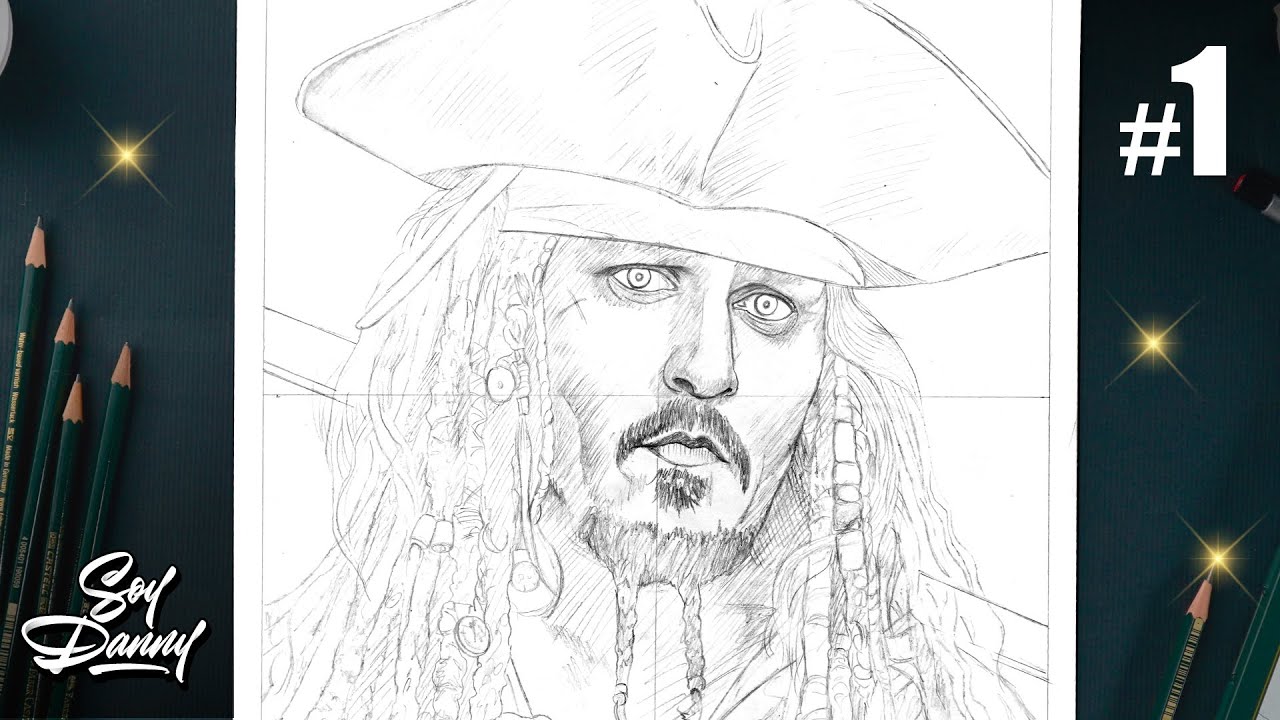 🏴‍☠️ Proyecto Jack Sparrow HIPERREALISTA con grafito | EL BOCETO | Soy Danny ⚓