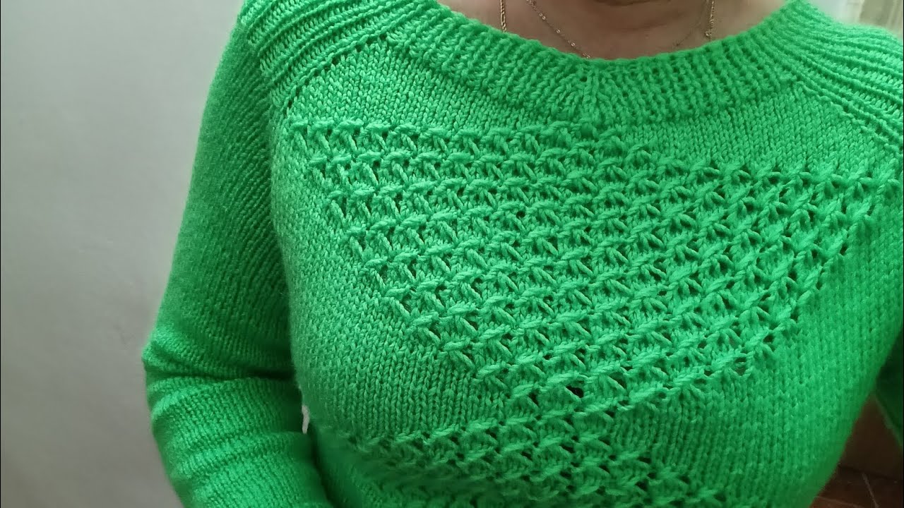 Pulover tricotat,raglan anatomic cu umeri falși! Tutorial pas cu pas. Beautiful knitted sweater.