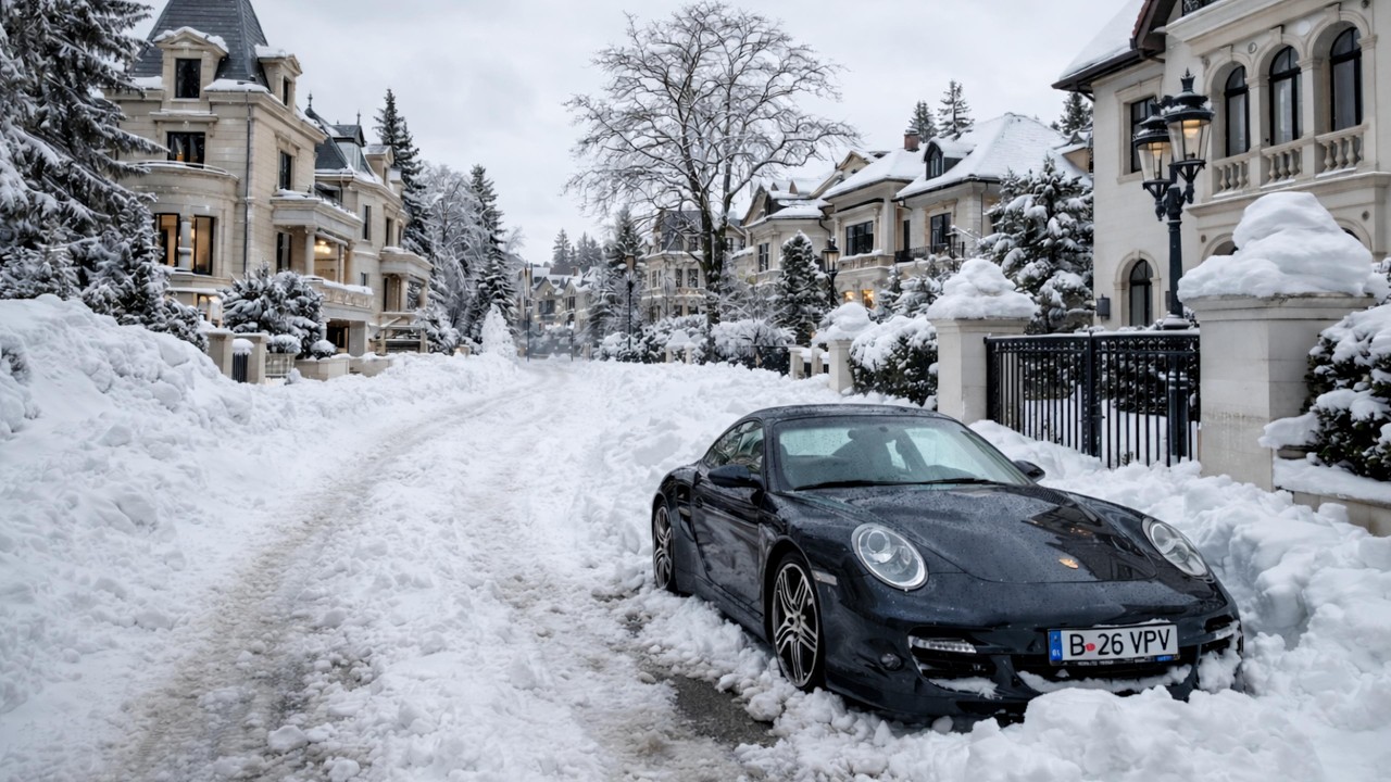 Bucharest’s Most Beautiful & Richest Neighborhood Under Historic Snow 🇷🇴 | Luxury Walking Tour 4K