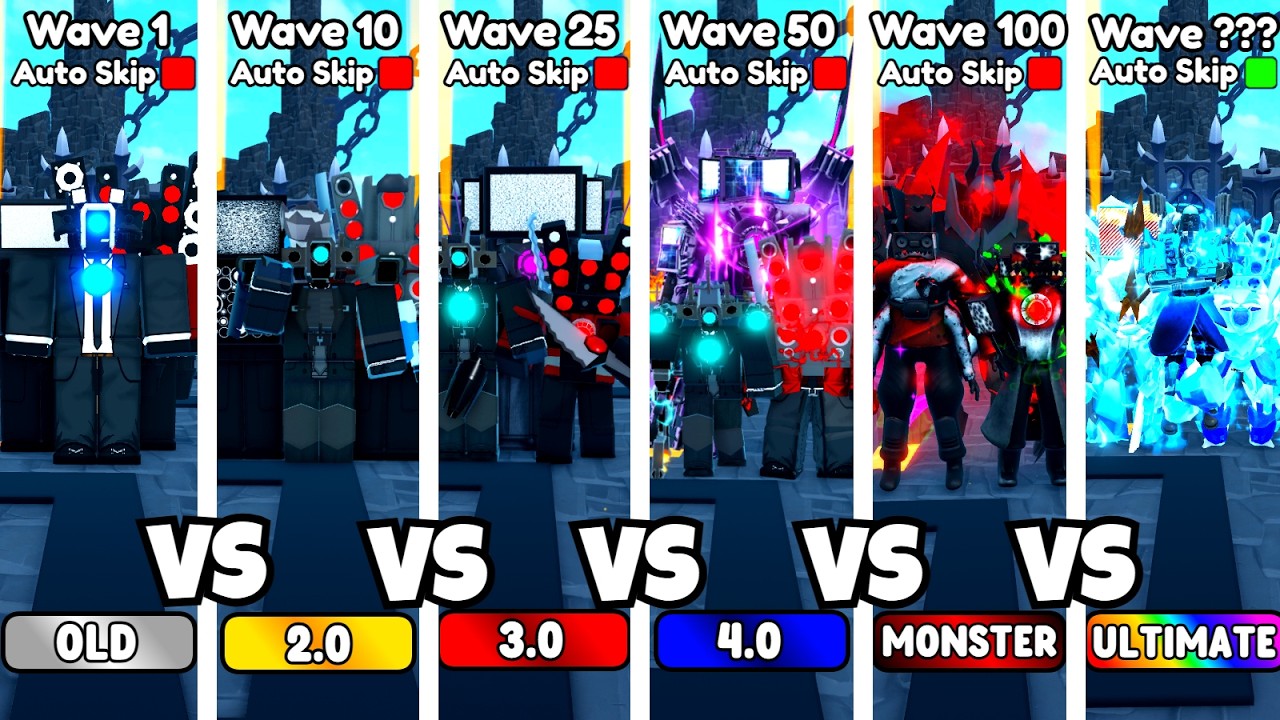 OLD VS 2.0 VS 3.0 VS 4.0 VS MONSTER VS ULTIMATE TITAN TRIO! (Toilet Tower Defense)