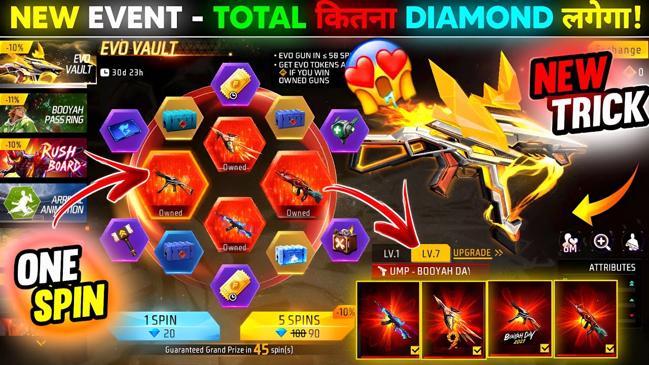 New Evo Vault Free Fire Spin🥳| Evo Ump |  Free Fire New Event | Ff New Evevnt | Ff New Event Today