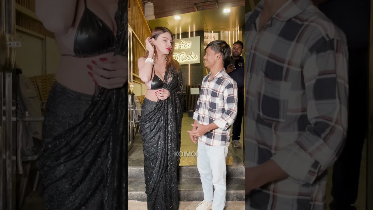 @sherlynchopra откровенна с папарацци, когда её заметили в сверкающем чёрном сари! ❣#Koimoi