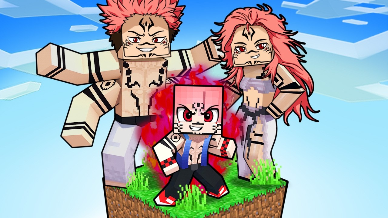 JOGANDO com a FAMÍLIA do SUKUNA em APENAS UM BLOCO no Minecraft !