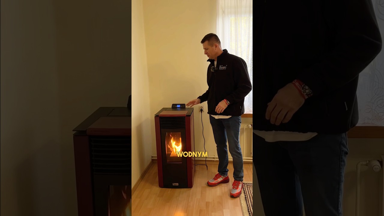 Nowoczesny piecyk na pellet z płaszczem wodnym 🔥 #ogrzewanie #kominek #piecyk #pellet