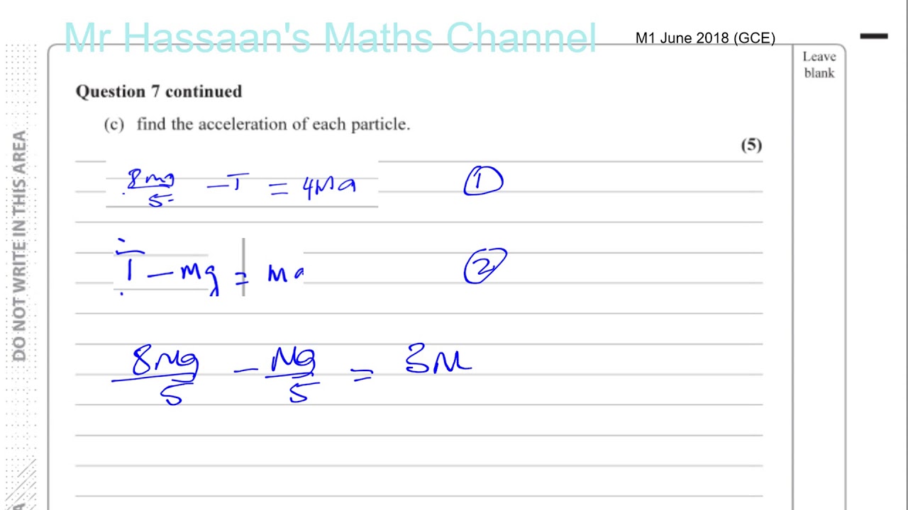 EDEXCEL M1 GCE JUN 2018 Q7   Connected Particles