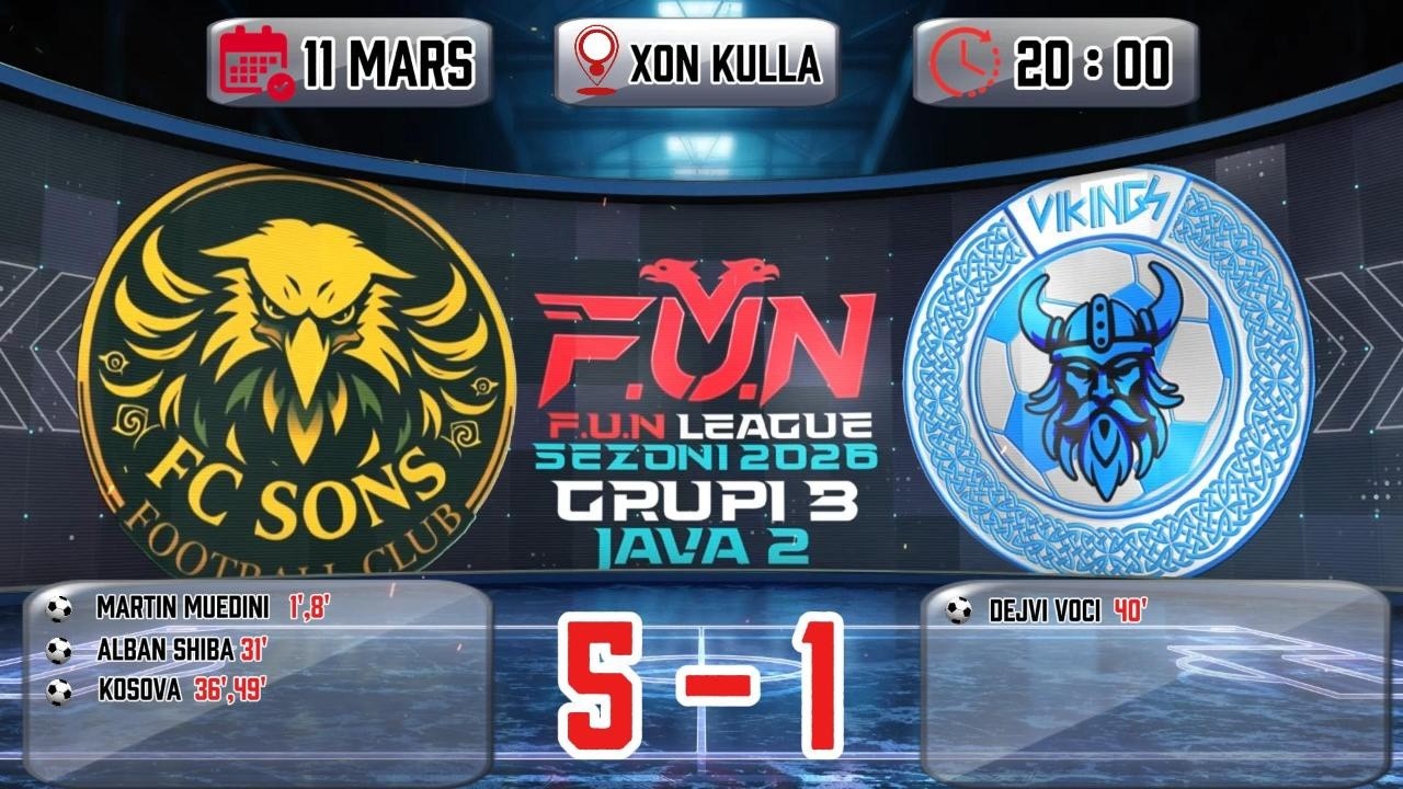 F.U.N LEAGUE 2026 FC SONS VS VIKINGS 5-1 HIGHLIGHTS JAVA 2, 11 MARS @XON KULLA
